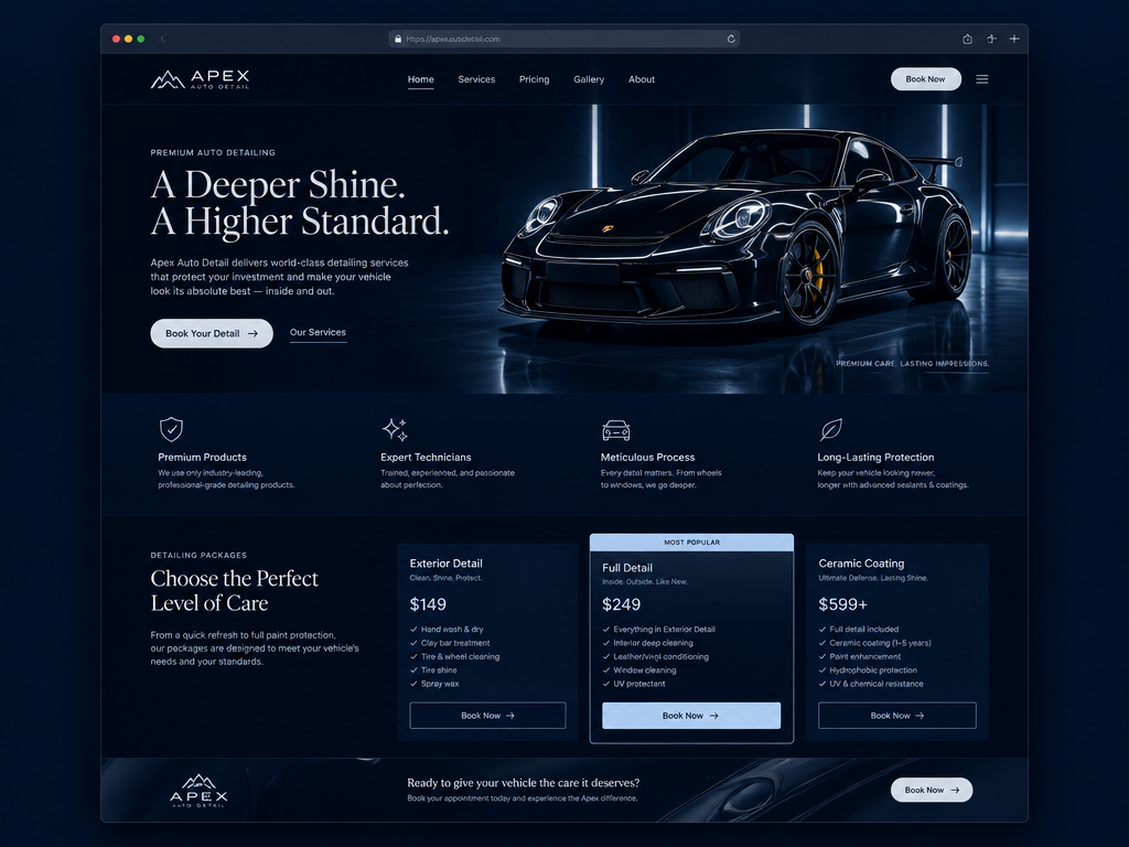 Apex Auto Detail website concept preview