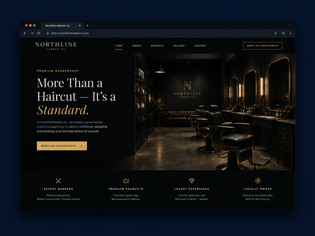Northline Barber Co. website concept preview