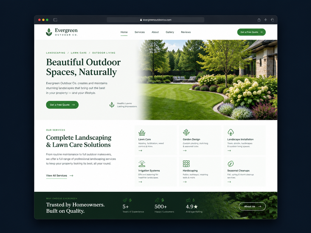 Evergreen Outdoor Co. website concept preview